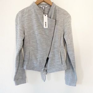 BB DAKOTA Now You See Me Draped Tie Back Jacket Gray NWT Small